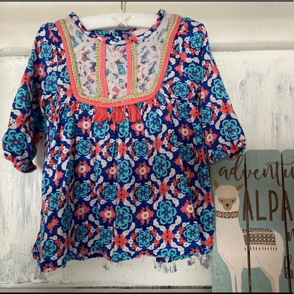 24 Mo coral and teal fashion  tunic